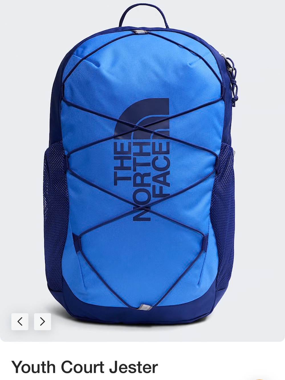 The North Face Blue Youth Court Jester Backpack NWT Travel Campus Padded Teen